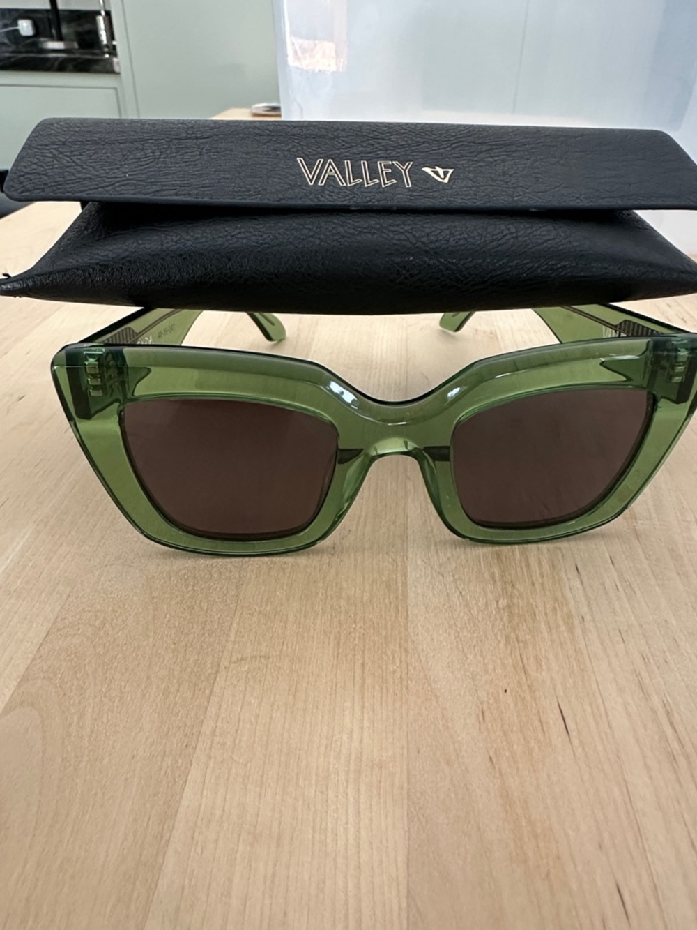 Valley Eyewear Green Square Sunglasses with gray Lenses